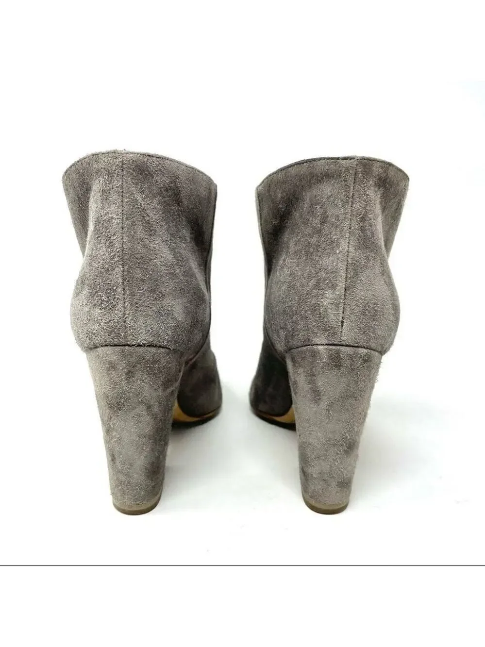 * Sergio Rossi Elephant Grey Suede Block Heel Ankle Boots Size 35.5/ 5.5